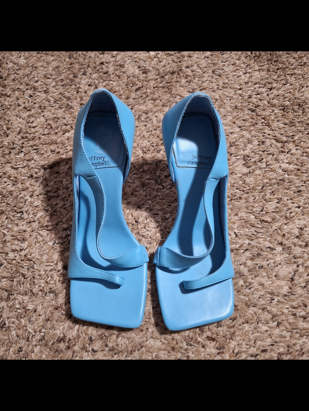 Jeffrey Campbell Berger Blue Square Toe Strappy Heels 6.5
